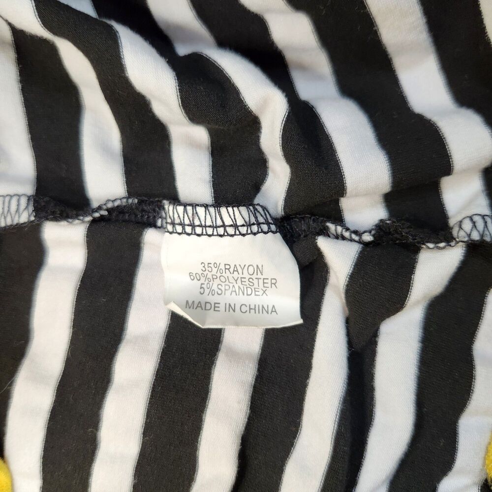 Tickled Teal Striped Snap Front Cardigan Black White Yellow Hipster M (Small) - Picture 10 of 11